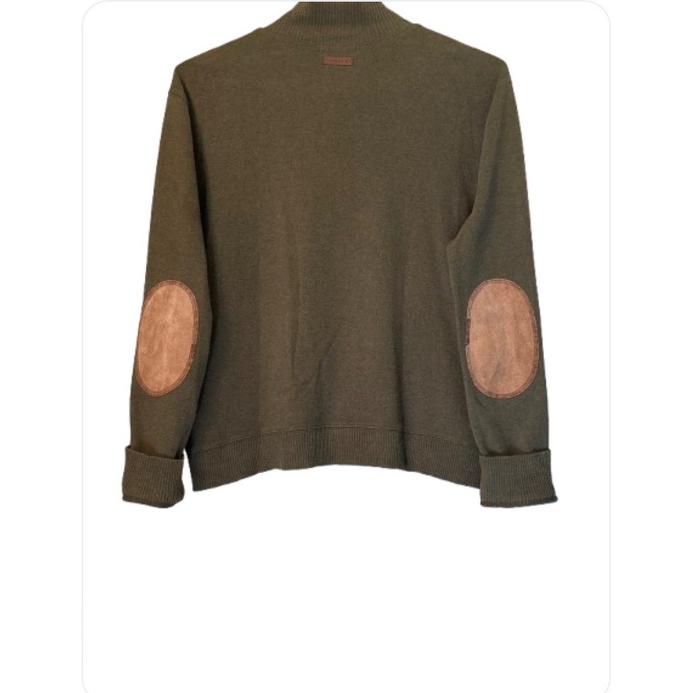 Lauren Ralph Laure Vintage Hunter Green Leather Elbow patches Full Zip XL pocket